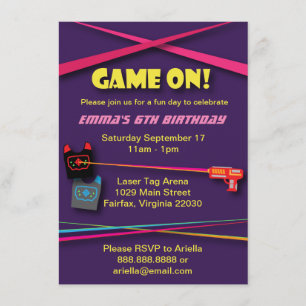 Invitation Balise laser de fille fête d'anniversaire