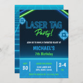 Invitation Balise laser du garçon Neon Glow Anniversaire (Devant / Derrière)