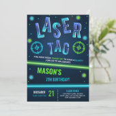 Invitation Balise laser néon bleu (Debout devant)