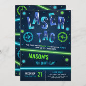 Invitation Balise laser néon bleu (Devant / Derrière)