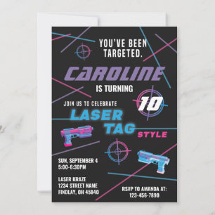 Invitation Balise laser rose violet bleu fête d'anniversaire