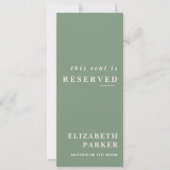 Invitation Balise Mariage de siège réservé Sage Green (Devant)