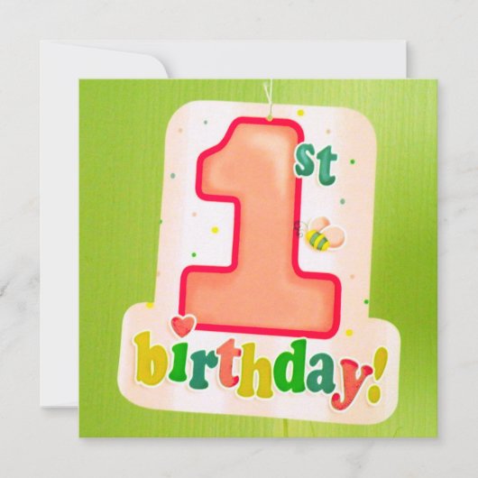 Invitation Balise orange 1er anniversaire sur la porte verte (Devant)