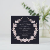 Invitation Balises d'aquarelle| Vague florale rose rousse (Debout devant)