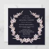 Invitation Balises d'aquarelle| Vague florale rose rousse (Devant)