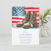 Invitation Balises de chien et bottes de combat Graduation mi (Debout devant)