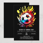 Invitation Ball Enchanted Aquarelle Football Anniversaire (Devant / Derrière)