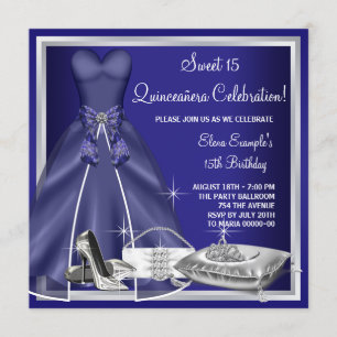 Invitation Ball Gown High Heures Royal Blue Quinceanera