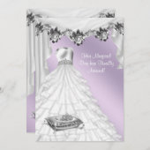 Invitation Ball Gown Lavender violet Rose Quinceanera (Devant / Derrière)