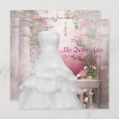 Invitation Ball Gown rose Quinceanera (Devant / Derrière)