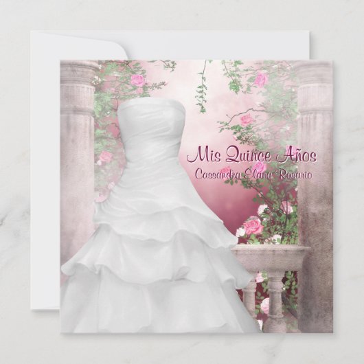 Invitation Ball Gown rose Quinceanera (Devant)