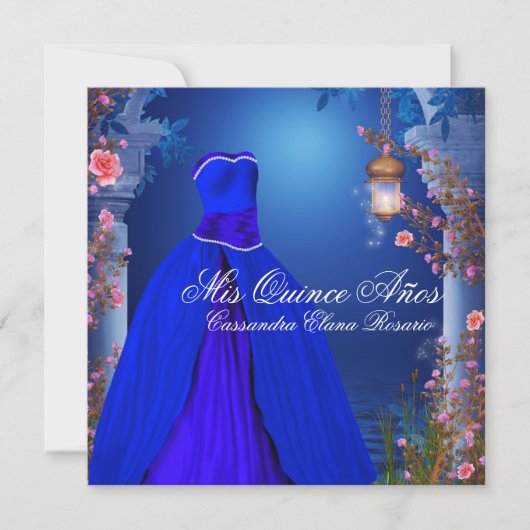 Invitation Ball Gown Royal Navy Blue Rose Quinceanera (Devant)