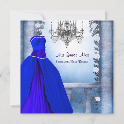 Invitation Ball Gown Royal Navy Blue Rose Quinceanera (Devant)