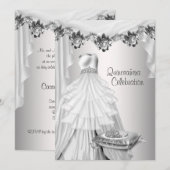 Invitation Ball Gown Tiara White Roses Princesse Quinceanera (Devant / Derrière)