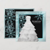 Invitation Ball Gown Turquoise Blue Hiver Flèches de neige Qu (Devant / Derrière)