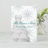 Invitation Ball Gown Turquoise Blue Hiver Flèches de neige Qu (Debout devant)