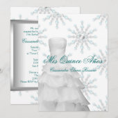 Invitation Ball Gown Turquoise Blue Hiver Flèches de neige Qu (Devant / Derrière)