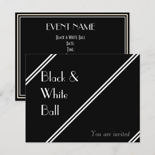 Invitation Ball noir et blanc (Devant / Derrière)