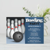 Invitation Ball & Pins Blue Bowling Anniversaire Fête Invitat (Debout devant)