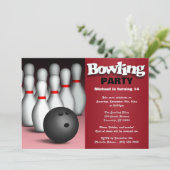Invitation Ball & Pins Red Bowling Anniversaire Fête Invitati (Debout devant)