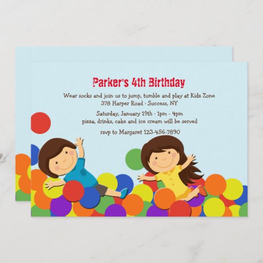 Invitation Ball Pit Party (Devant / Derrière)