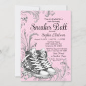 Invitation Balle Basket en argent rose (Devant)