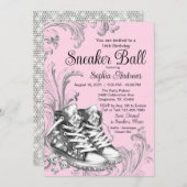 Invitation Balle Basket en argent rose (Devant / Derrière)