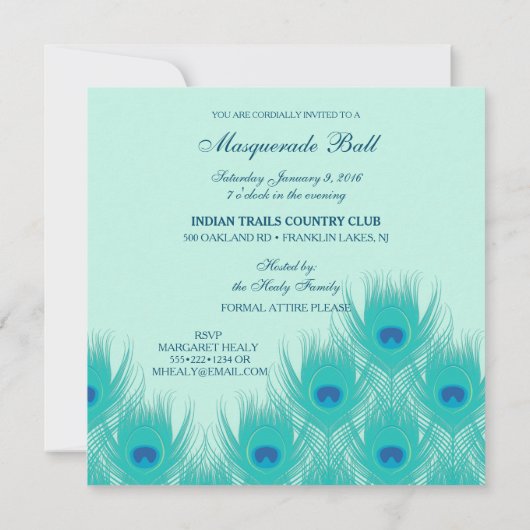 Invitation Balle bleu vert Aqua (Dos)