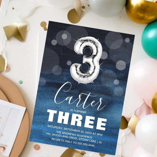 Invitation Balle d'argent du troisième anniversaire | Blue Pa