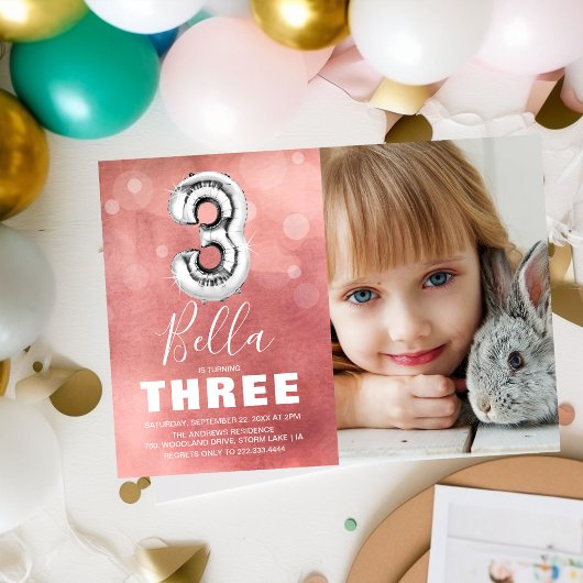 Invitation Balle d'argent du troisième anniversaire | Pink Ph