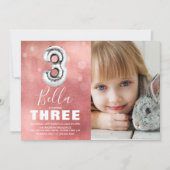 Invitation Balle d'argent du troisième anniversaire | Pink Ph (Devant)