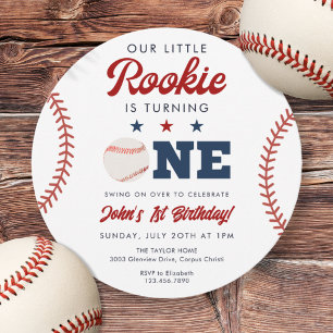 Invitation Balle de 1er anniversaire de baseball Little Rooki