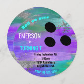 Invitation BALLE DE BOWLING DE FOIL, bowling, parties scintil (Devant / Derrière)