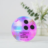 Invitation BALLE DE BOWLING Violet, bowling, fête d'anniversa (Debout devant)