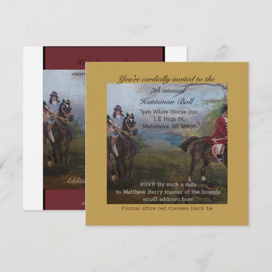 Invitation balle de chasseur (Devant / Derrière)