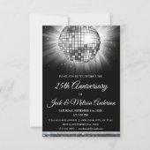 Invitation Balle de disco argentée pour la fête du 25e annive (Devant)