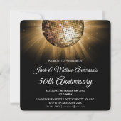 Invitation Balle de disco dorée pour fête d'anniversaire de m (Devant)