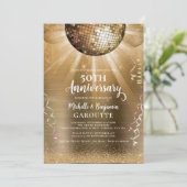 Invitation Balle de disco Glam Or 50e anniversaire de mariage (Debout devant)