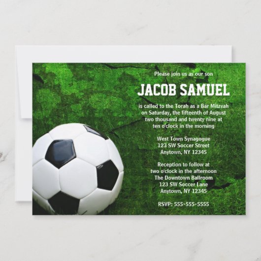 Invitation Balle de football Bar Mitzvah (Devant)