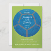 Invitation Balle de football bleu fête d'anniversaire (Devant)