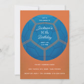 Invitation Balle de football bleu fête d'anniversaire (Devant)