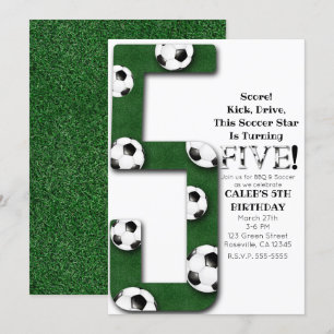 Invitation Balle de Football Cinq 5 5ème Fête d'Anniversaire