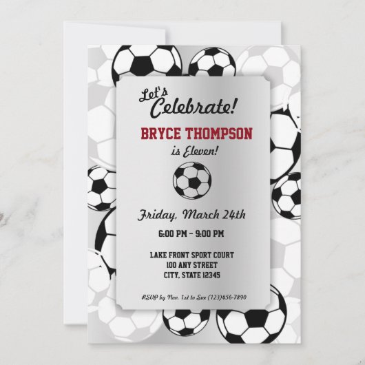 Invitation Balle de football fête d'anniversaire (Devant)