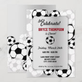Invitation Balle de football fête d'anniversaire (Devant / Derrière)