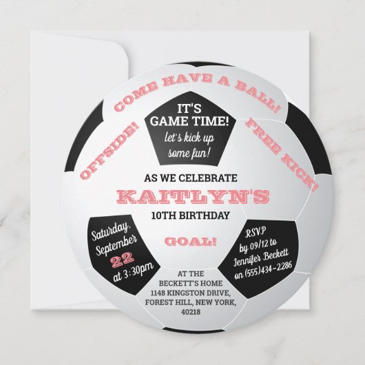 Invitation Balle De Football N'Importe Quel Âge Anniversaire (Devant)