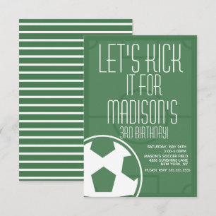 Invitation Balle de Football Terrain Kick Rayé Anniversaire T