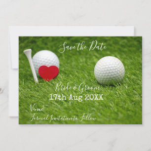 Invitation Balle de golf et Save the Date sur tee avec amour