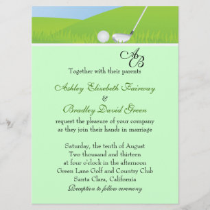 Invitation Balle de golf jouant au golf le mariage vert de