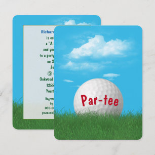 Invitation Balle de golf pour fête d'anniversaire