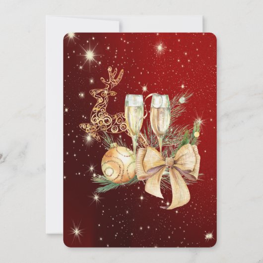 Invitation Balle de Noël, Bow, Reindeder Fête de Noël Invit (Dos)